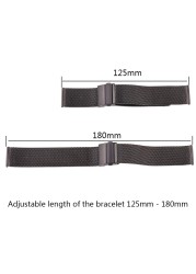 Milanese Mesh Loop Watchbands 16mm 18mm 20mm 22mm 24mm Silver Black Wrist Watch Bracelet Band Strap Clasp Deployment