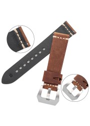 Men's Genuine Leather Watch Band Strap 22mm 24mm Vintage Cowhide Watch Strap High Quality Bracelet Watch Accessories