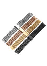 18mm 20mm 22mm 24mm Universal Milanese Watchband Quick Release Watch Band Mesh Stainless Steel Strap Wrist Strap Bracelet Black