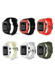 IP68 Waterproof Silicone Case Cover with Sport Band Strap for iwatch Apple Watch Series 6 5 4 3 2 42mm 44mm 44 42mm Accessories