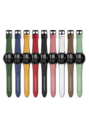 20mm Watch Strap For Samsung Galaxy Watch 4 44mm 40mm Pressure Line Leather Wrist Band Bracelet Galaxy Watch 4 Classic 46mm 42mm