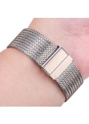 316l Stainless Steel Milanese Loop Watch Bracelet Men Women Replacement Watchband Strap 16mm 18mm 20mm 22mm Silver Black