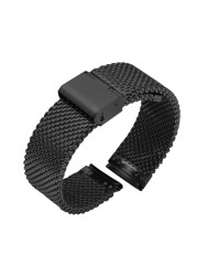 18mm 20mm 22mm 24mm Quick Release Global Milanese Watchband Watch Band Mesh Stainless Steel Strap Wrist Strap Bracelet Black