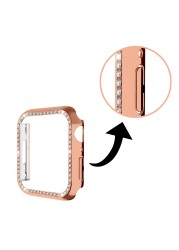 Bling Cover Case For Apple Watch Series 7 45mm 41mm Cover Sparkling Crystal Diamond Plated Bezel Case For Women/Girls Rose Gold