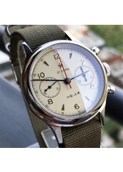 Seagull movement 1963 chronograph men's watch 38mm pilot st1901 mechanical sapphire men's watches 40mm montre homme military