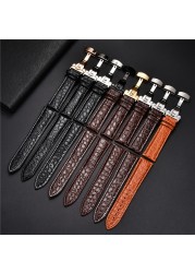 Top luxury crocodile pattern watchband leather straps 18mm 20mm 22mm 24mm with stainless steel automatic clasp wristwatch band