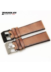 Genuine Quality Retro Genuine Leather Watchband Men For DZ4343 DZ4323 DZ7406 Watch Strap Vintage Italian Leather 22mm 24mm 26mm