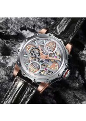 HANBORO Double Flywheel Hollow Automatic Mechanical Watches Men Brand Waterproof Luminous Man Watch Fashion relogio masculino