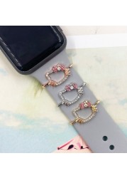 Decorative Ring For Apple Watch Band Charms For Samsung Galaxy Smart Watch Sport Silicone Strap Accessories With Bling Diamond