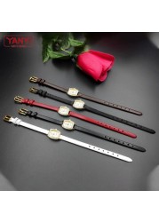 Genuine Leather Watch Bracelet for Women Fashion Watches Wristwatches Small Band 6mm 8mm 10mm 12mm Red White Color Small Strap