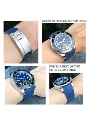 21mm High Quality Rubber Silicone Watch Strap Replacement for Sea-Date Static Watches Gradient Blue Deep Sea Strap Free Tools