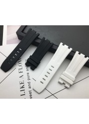 28mm Black Blue 15703 Nature Rubber Silicone Watchband Men Watch Strap Band for AP Watch Audemars & Piguet Strap Logo Tools