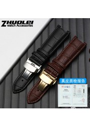 Genuine leather watchband for GC wristband 22*13mm 20*11mm engraved strap with butterfly stainless steel buckle