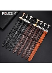 REMZEIM Calfskin Watchband 18mm 19mm 20mm 21mm 22mm 24mm Women Men Leather Strap Watch Band Accessories Wristband