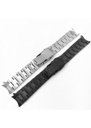 Curved Ends 18mm 20mm 22mm Solid Stainless Steel Watch Band Link Bracelet Wrist Watchband Men Replacement Watch Strap with Pins