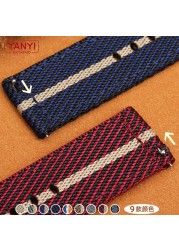 Senior Nylon Watchband 18mm 19mm 20mm 21 22mm 23mm 24mm Dark Blue Watch Strap Quick Release Bar Waterproof Bracelet Wrist Band