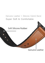 Silicone leather strap for apple watch, 44mm 40mm strap for iwatch 38mm 42mm, Apple watch series 6 5 4 3 SE 2 1 watch band