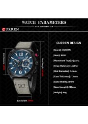 CURREN New 8398 Men's Watch Fashion Waterproof Male Multifunction Chronograph Leather Watch Six Needle Calendar Quartz Watches