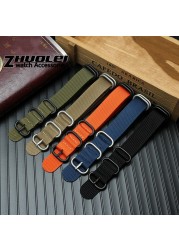 For NATO Zulu strap wholesale 18 color heavy duty nylon watchband 18mm 20mm 22mm 24mm rainbow stripe canvas replacement bracelet