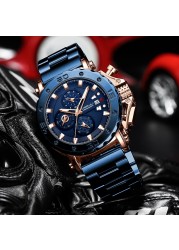 CRRJU Men Watch Luxury Brand Big Dial Stainless Steel Waterproof Chronograph Wrist Watches With Date Relogio Masculino