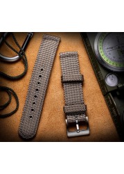 Hemsut Canvas Watch Bands Gray Quick Release Quality Nylon Watch Straps & Heavy Duty Brushed Buckle 18mm 20mm 22mm 24mm