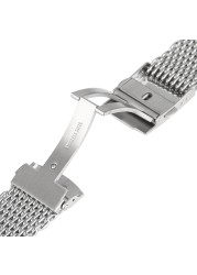 18/20/22mm Watchband Luxury Cool Watches Mesh Stainless Steel Bracelet Silver Wristwatch Band Strap Replacement + 2 Spring Bars