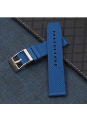 22mm 24mm black blue soft rubber silicone watchband bracelet for navitimer/avenger/breitling strap buckle logo on free tools