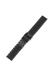 20/22/24mm Black/Silver Soild Stainless Steel Watchband Men Watches Metal Straps Watch Bracelet Replacement Watch Band Luxury