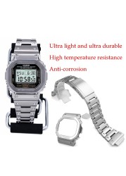 Titanium Alloy Bezel+Band for Casio G-shock DW5600 GW5600 DW5000/5035 Metal Watch Strap Case for GW-M5610/5600 Mod with Tools