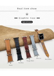 Kebitt High Quality Swift or Barenia Leather Single Round Smart Watch Strap for Apple Watch 7 6 Se 5 4 3 Strap 40mm 44mm 41mm 45mm