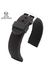 Men's and Women's Silicone Watch Straps, Water Resistant, Flat, Handmade, Rubber, Pin Buckle, Fashion, Comfortable, 18, 20, 22, 24mm