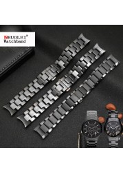 High quality ceramic watchband for AR1451 AR1452 AR1400 AR1410 watch straps with stainless steel butterfly clasp 22mm 24mm