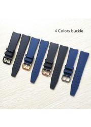 22mm Black Blue Rubber Silicone Watchband Watch Strap For IWC Pilot Portuguese IW323101 Bracelet Strap With Pin Buckle Tool Free