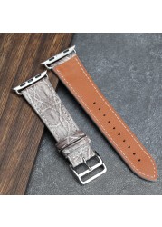 Handmade Himalayan White Crocodile Leather Watchband 44mm 42mm 40mm Suitable for Iwatch Leather Strap Soft