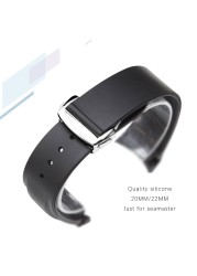 19mm 20mm 21mm 22mm Rubber Silicone Curved End Watchband Folding Buckle Watchband For Omega Seamaster 300 AT150 Watch Speedmater