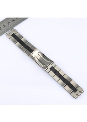 New 20*22mm Solid Stainless Steel Watchband for Swatch Metal Silver Watch Band Strap Men's Wristband Folding Clasp Stock Logo