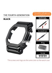 XAOZU Metal Watch Band Bezel Strap DW5600 G5600E DW5000/5035 Stainless Steel Watchband Frame Bracelet Accessory with RepairTools