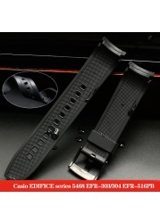 For Casio 5468 BLD EFR-303/304 EFR-516PB EFR-516 Silicone Rubber Band Resin Watch Strap 22mm Waterproof Watchband Strap