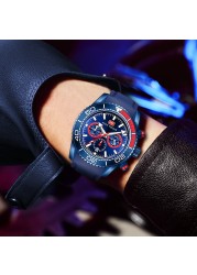 Men's Watches Top Brand Luxury Quartz Fashion Waterproof Multifunction Sports Wristwatches Relogio Masculino Blue Silicone Strap