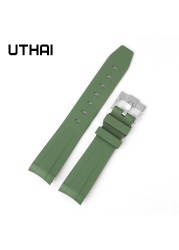 20mm Soft FKM Fluorine Rubber Strap Watch For Men And Women Watchband Universal Waterproof Silicone Watch Strap UTHAIG28