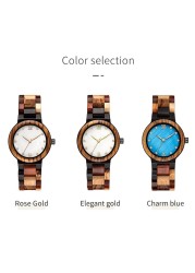 Kunhuang Ladies Watch Top Fashion New Wooden Quartz Watch Japan Movement Business Watch Great Gift Wood Boxmontre Femme