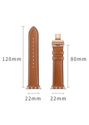 Butterfly Clasp Strap for Apple Watch Band 45mm 41mm 44mm 40mm 42mm 38mm Genuine Leather Korea Bracelet iWatch 4 5 6 se 7 band