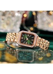 Fashion Rhinestone Watches for Women Quartz Movement Rosegold Stainless Steel Watch Holiday Lovely Gift 3ATM Waterproof Clock