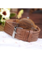 BOBOBIRD ZEBRA Wooden Watches Leather Band Watches For Men Casual Fashion Handmade Quartz Wristwatches Custom Logo Wooden Box