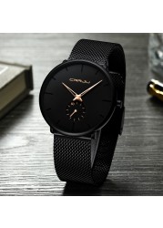 Fashionable Quartz CRRJU Men's Watches Luxury Fashion Slim Mesh Water Resistant Watches