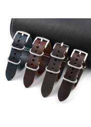 Genuine Leather NATO Strap Antique Watch Band 20mm 22mm 24mm Handmade Zulu Strap for Watch Replacement Accessories