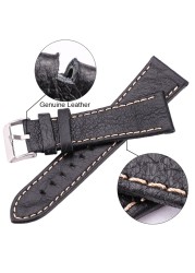 Genuine Leather Watch Band Strap Black Brown 22mm 24mm Strap Women Men Soft Thin Cowhide Watchband Bracelet With Pin Buckle