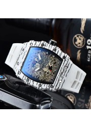 New 3 Pin Quartz Watch Transparent Bezel Men Automatic Watch Men Designer Wristwatches Waterproof Reloj Hombre