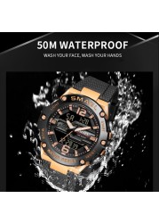 Fashion Men's Watch Sport Watch 50M Waterproof Wristwatches LED Digital Auto Date Stopwatch Alarms 8033 Casual Men's Watches