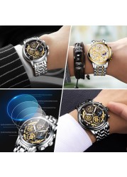 WISHDOIT Original Watch Men Waterproof Stainless Steel Quartz Analog Fashion Business Sun Moon Star Top Brand Wristwatches